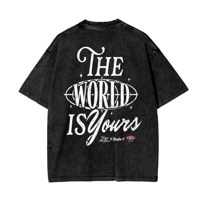 "THE WORLD IS YOURS" Oversized Snow Wash Tee