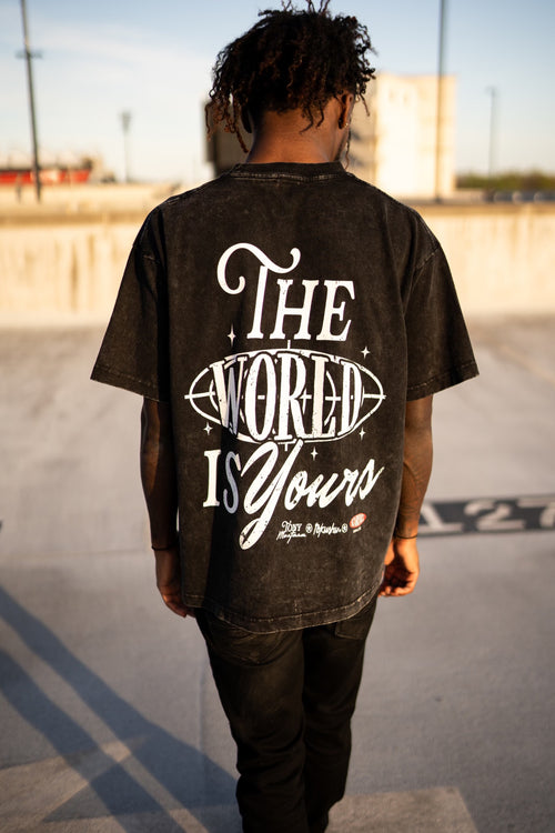 "THE WORLD IS YOURS" Oversized Snow Wash Tee